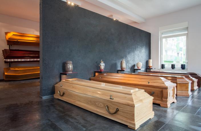 A variety of urn and casket options are available for your viewing.
